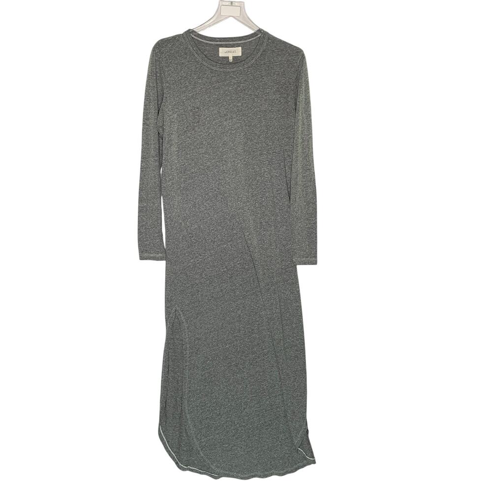 The Great Crew Neck Long Dress S Heathered Grey Long Sleeve Lounge Comfort